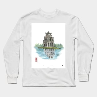 Turtle Tower Hanoi Vietnam (Hồ Hoàn Kiếm) Illustration Long Sleeve T-Shirt